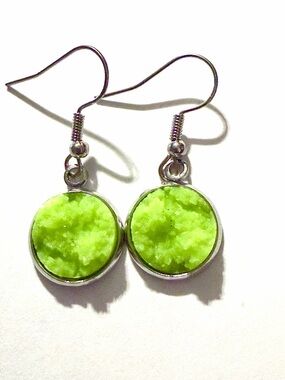 Lime Green Druzy Dangle Earrings